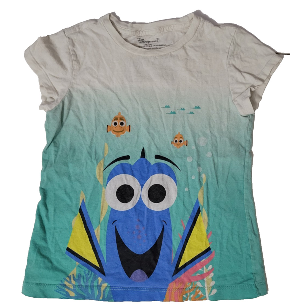 Disney Store Finding Dory Nemo Girls M 7/8 Dip Dye Just Keep Swimming T-Shirt